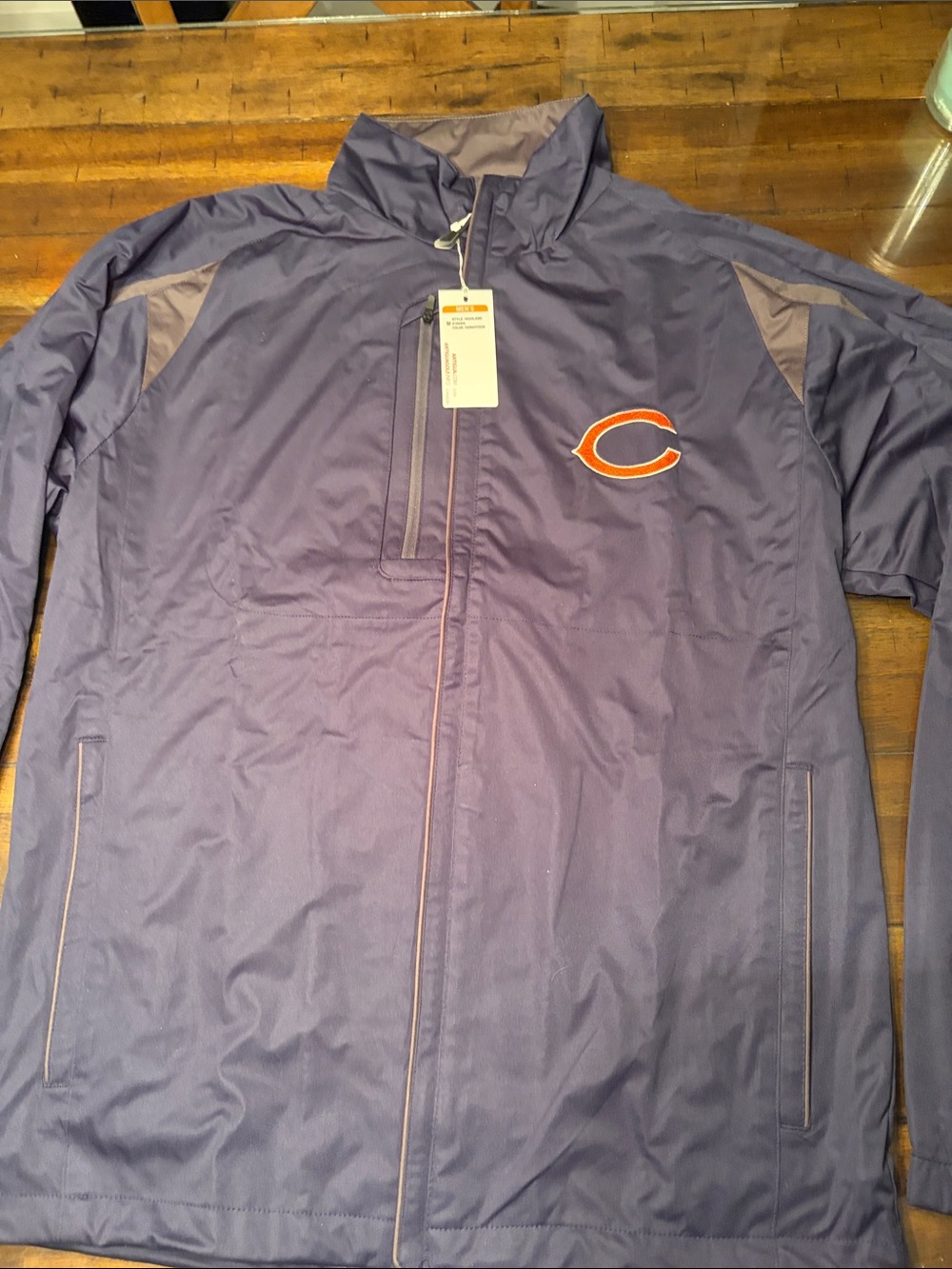 Antigua Navy Windbreaker Jacket with Orange Crest